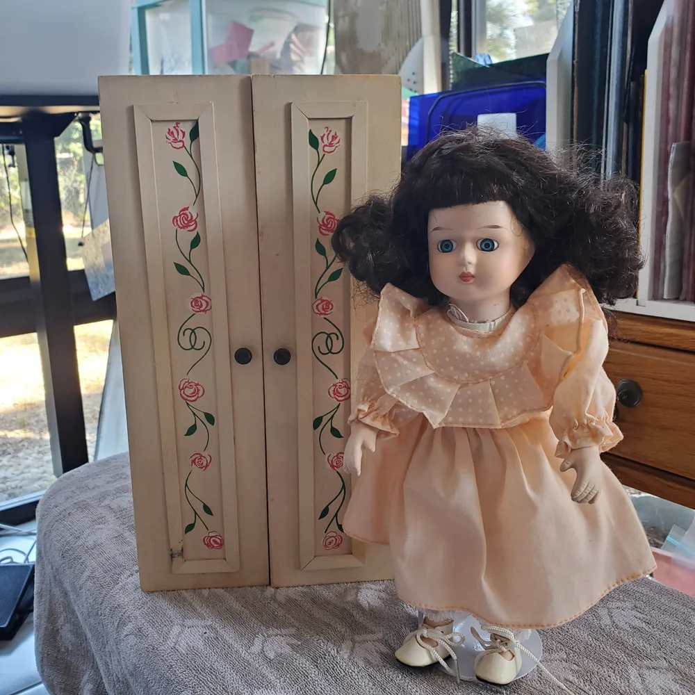 Elegant White Doll Wardrobe with Mirror